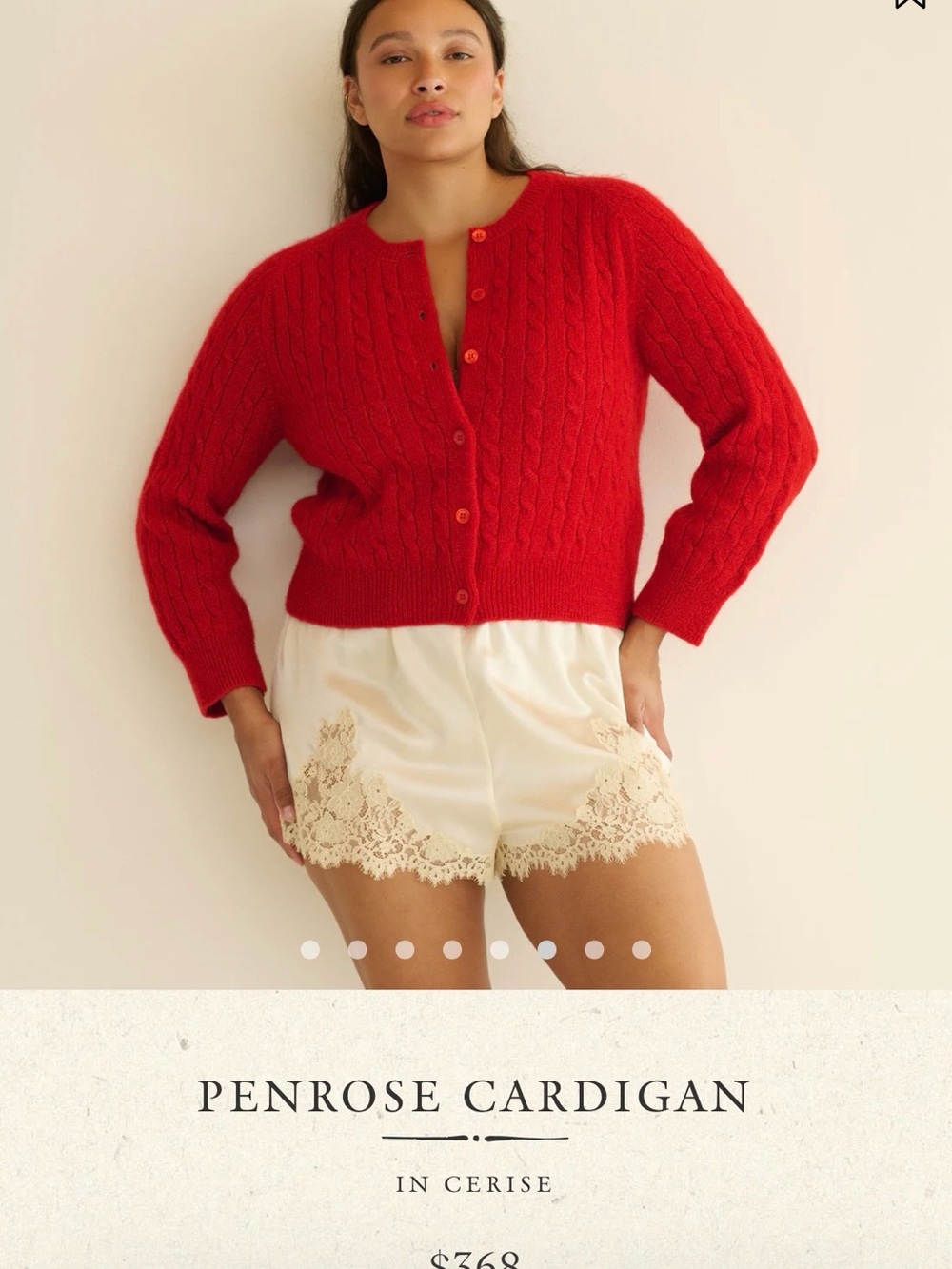 Doen Penrose Cardigan - Cerise Cable-Knit Women's Sweater small